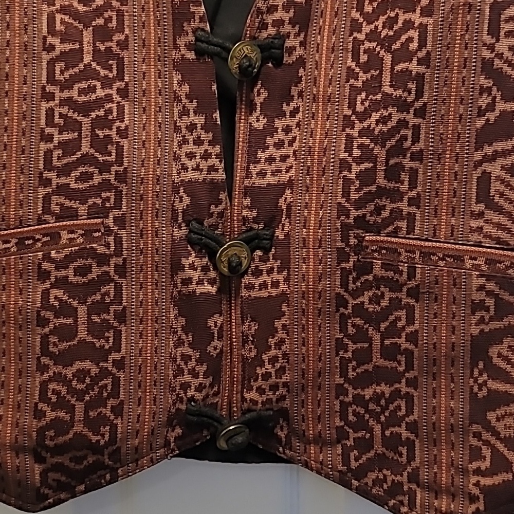 Vintage Patterned Brown and Mauve Vest Size Medium - Picture 2 of 7